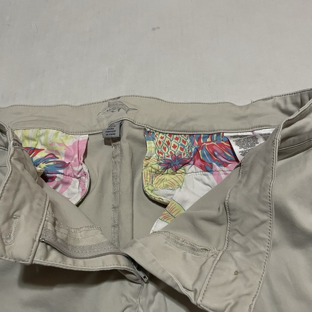 Tommy Bahama Cropped Capri Ankle Pants Size 14 X 23 Beige Cotton Blend Chino - Picture 4 of 7